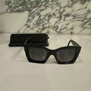 Celine Square Sunglasses in black acetate with Gray Lenses